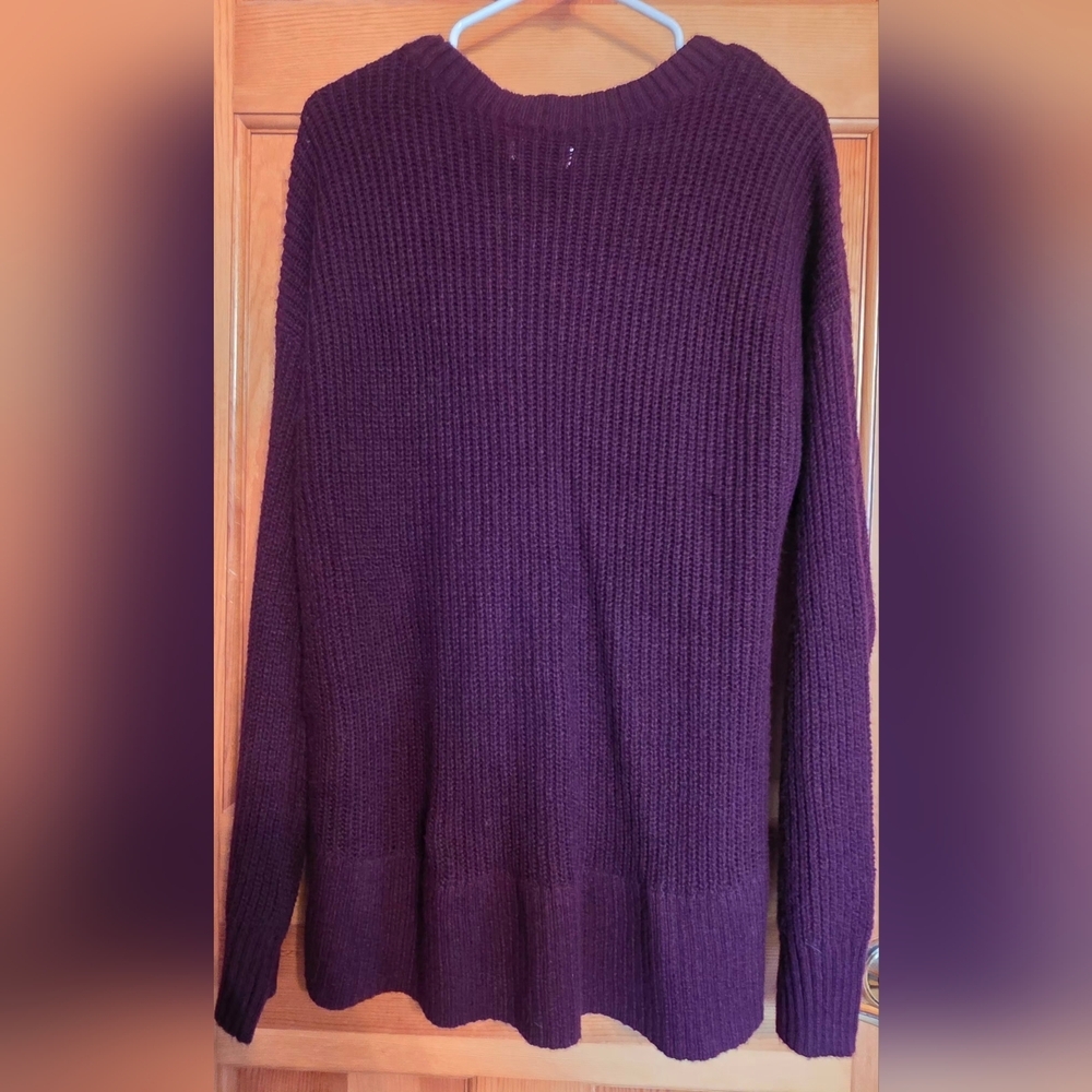 Sonoma Women's Maroon Diamond Pattern Knit Sweater - Picture 2 of 3